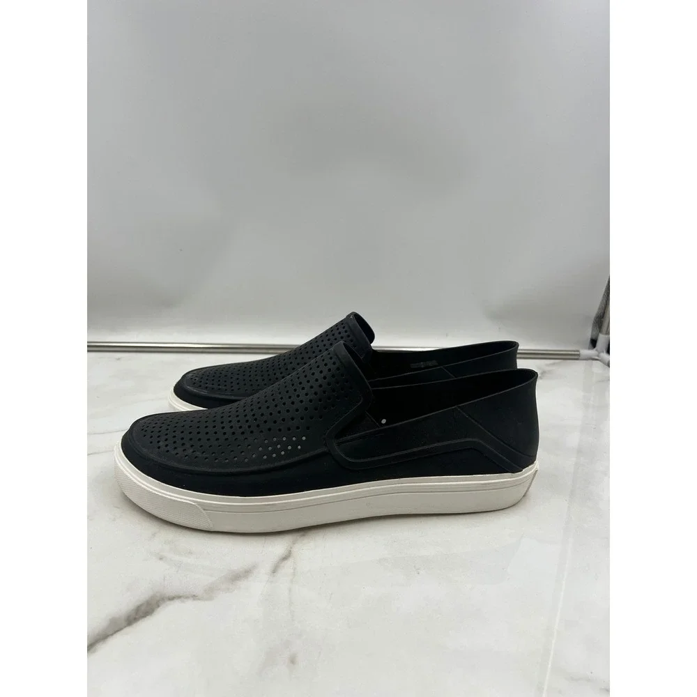 Crocs CitiLane Shoes Mens 13 Roka Black White Perforated Slip On Sneakers